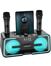Portable Bluetooth Karaoke Machine with LED Lights  2 UHF Wireless Microphones