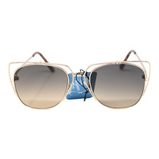 Sunglasses Fashion UV400 Protection Women Cat Eye Gold Frame Black Brown Lens