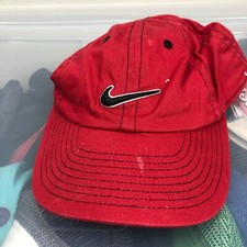 Nike Youth Hat Red Adjustable Size Strap Baseball Cap Sports Athletics Swoosh