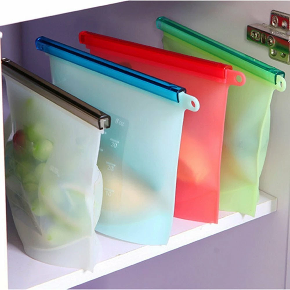 4pc Reusable Silicone Food Preservation Bag Gallon - Zip Sealed Storage.
Opens in a new window or ta