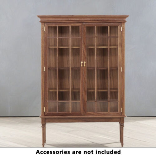 1/6 Scale Vintage Handmade Wood Glass Cabinet Display Bookcase Storage Miniature - Picture 12 of 24