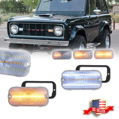 2X Clear Switchback LED Parking Signal Lights Lenses For 1966-1968 Ford Bronco