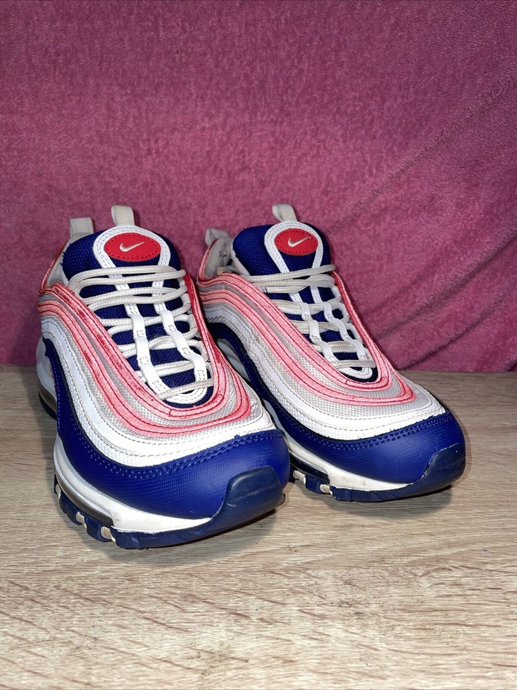 Nike Air Max 97 Youth GS White University Red Blue Size 5.5Y Running Shoes