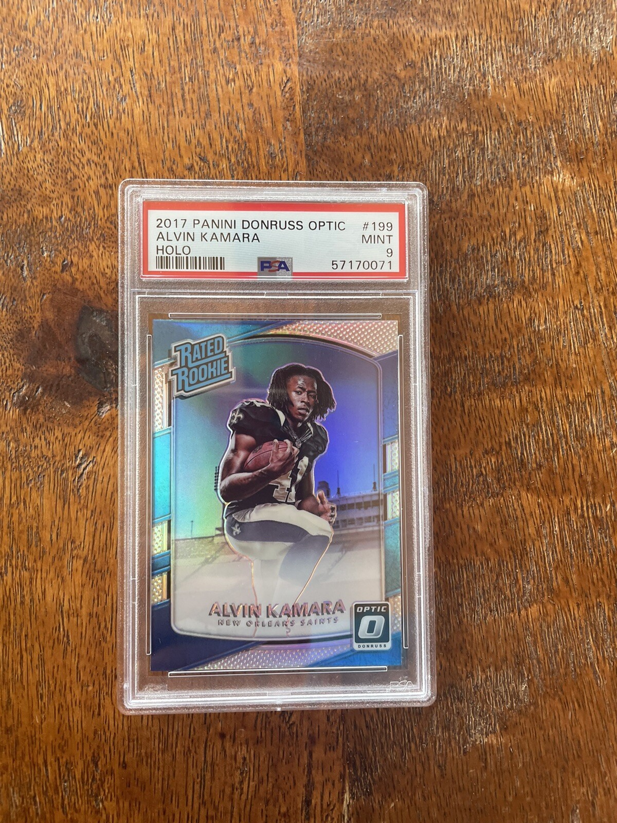 2017 Alvin Kamara Optic Rated Rookie Silver Holo Prizm PSA 9 Mint. #199