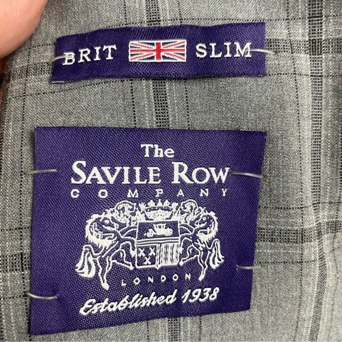 NWT The Savile Row Company Plaid Suit Gray Plaid Hoxton Brit Slim Size 40 L - Picture 11 of 14