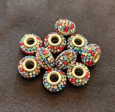 GORGEOUS Crystal Rhinestone European Beads - 12 pcs multi-color NEW 