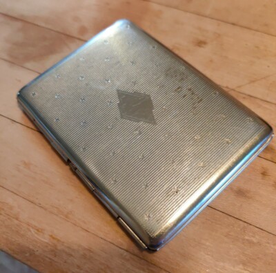 Vintage German Art Deco Chrome Metal Cigarette Case Made in Germany Silver? 