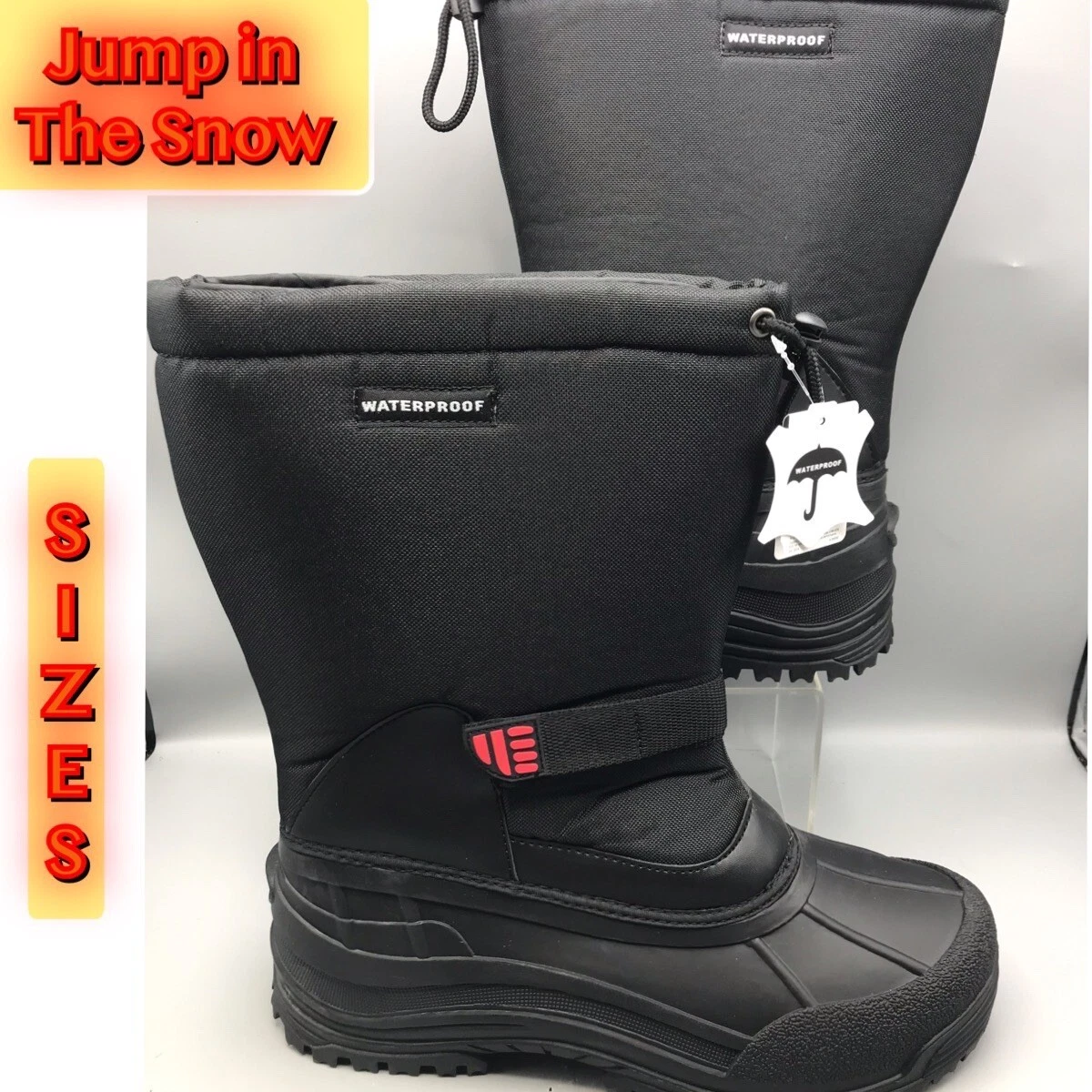 Waterproof Men’s Snow Rain Removable Inserts Winter Boots
