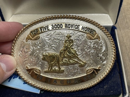 FIBBIA CINTURA TOP FIVE 3000 CAVALLO 1993 IACHA MONTANA ARGENTIERE NUOVA IN SCATOLA - Foto 3 di 5