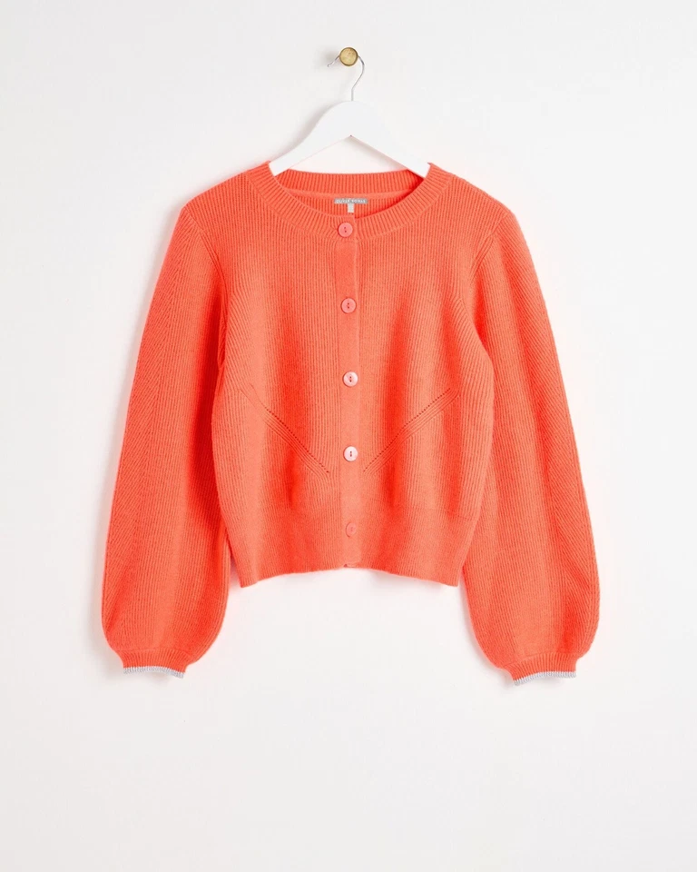 BNWT: Coral Orange Balloon Sleeve Knitted Cardigan from Oliver Bonas: Size:18 - Image 4 of 4