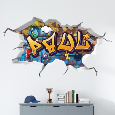 v166 Wandtattoo Junge Name Wandtatoo Kinderzimmer Junge mit Namen Graffiti Cool