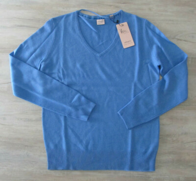 ADAGIO SEIDE KASCHMIR V- PULLOVER MONACO 36 Bright Blue *NEU