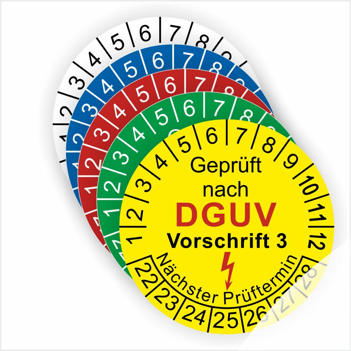 Prüfplaketten Geprüft Nach DGUV V3 Ehemals BGV A3 5065c 2023 - 2028