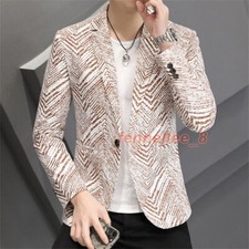 Men Business Casual Button Slim Fit Suit Coat Tops Formal Work Blazer Jacket