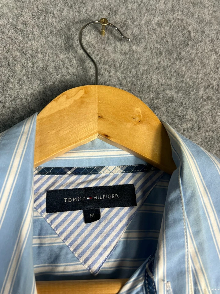 Tommy Hilfiger Mens Long Sleeve Button Up Shirt Medium Blue Pin Stripe Formal - image 4 of 4