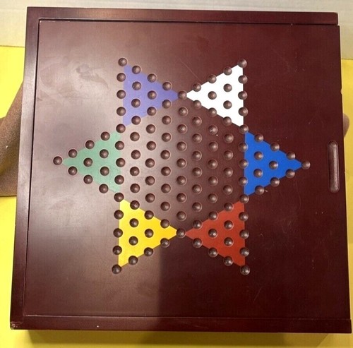 Chinese Checkers Marble Strategy Game VTG Wood Case Board Classic Traditional