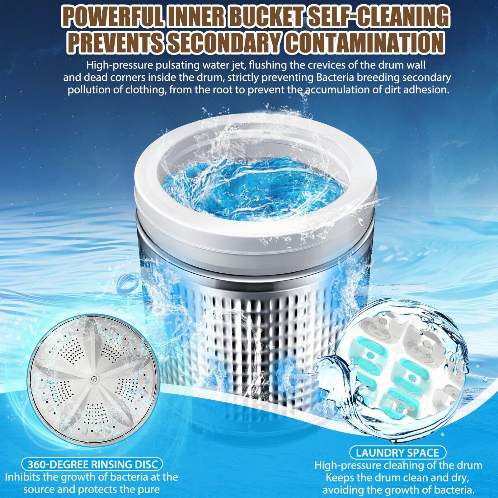 Portable Fullautomatic Washing Machine 20LBS Compact Washer Shock