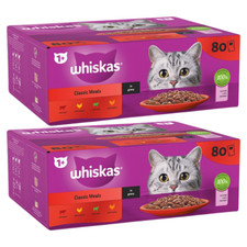 Whiskas 1+ Meaty Meals Adult Wet Cat Food Pouches in Gravy 80 x 85g Mega Pack