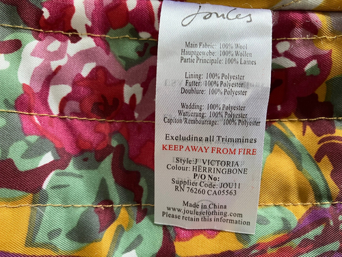 JOULES VICTORIA JACKET WOOL TWEED HERRINGBONE SINGLE BREASTED FLORAL LINING 12 - Picture 15 of 24