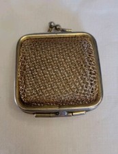 Coin Purse Gold Tone Metal Cage Hinged Vintage