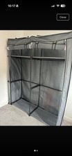 SONMICS Grey Fabric Canvas Wardrobe Zip Cover Hanging Rail 138x44x170cm