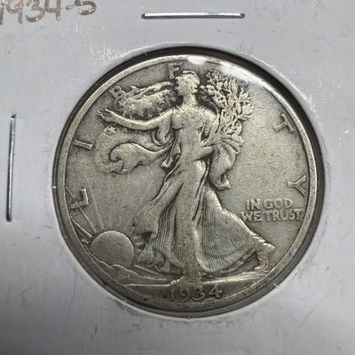 1934 Walking Liberty Half Dollar 50c Silver Actual Coin Fine For Collection