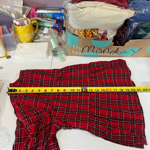 Top trasero Madewell a cuadros con botones en capas H3271 rojo fluido vacaciones talla grande - Imagen 8 de 8