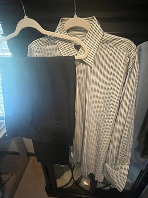 Men's Casual Outfit- Slacks and Button Down- Navy Blue/White