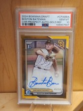 2024 Bowman Draft Boston Bateman #CPA-BBA Gold Chrome Prospect Auto /50 PSA 10