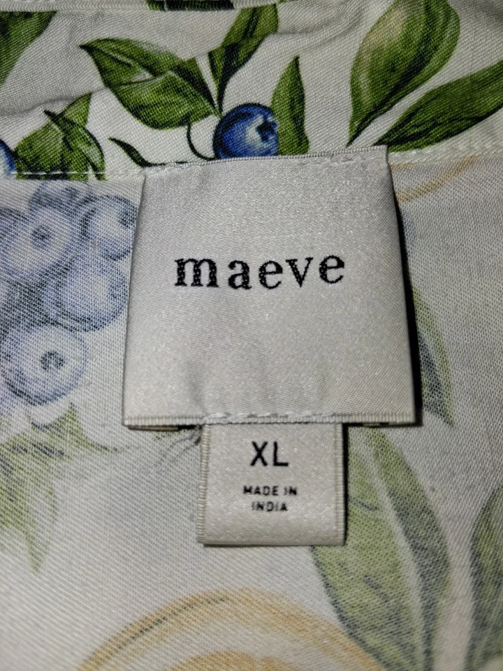 Blusa Maeve Anthropologie XL Manga Corta Acanalada Peplum Naranja Limón Arándano Foto 2 de 4