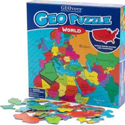 GeoPuzzle, World Jigsaw Puzzles, 68 Pc Geography Puzzle, Geography Game & Map...