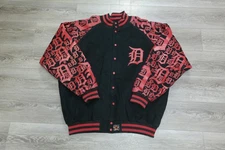 Detroit Tigers Jacket Mens 6XL Black Red MLB Baseball Big All Over JH Design