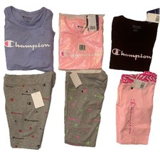 Champion Girl Medium Large Lot Of 6-pieces Three Bike Shorts Three Tank Tops New