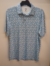 1764 Signature Men's Large Blue Floral Golf Polo Shirt Short Sleeve Stretch