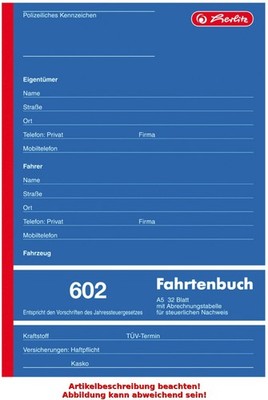 herlitz Formularbuch 'Fahrtenbuch 601', A6 quer, 40 Blatt