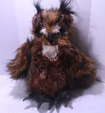 Folkmanis GREAT HORNED OWL Realistic 13" Plush Hand Puppet Blinking Head Turning