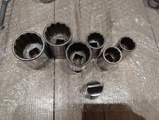 Job Lot of 7 Vintage Britool Sockets & Drag Link Tool