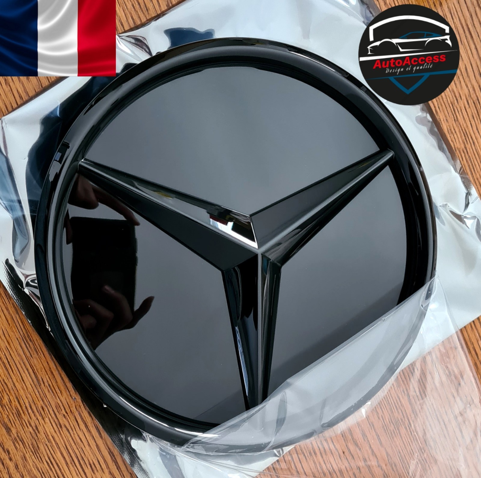 Logo noir Mercedes pour Classe A W177 et CLA C118 de 2018 à 2023