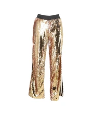 Preloved 032 C Vintage Sequin Trousers Women Metallic | Gold