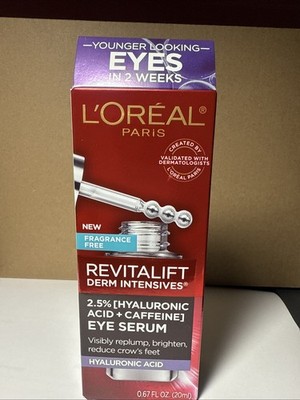 L Oréal Revitalift Derm Intensives Eye Serum 2.5% Hyaluronic Acid + Caffeine NIB