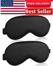 2 Pack Sleep Mask Night Cover Eye Sleeping Silk Satin Masks for Women Men