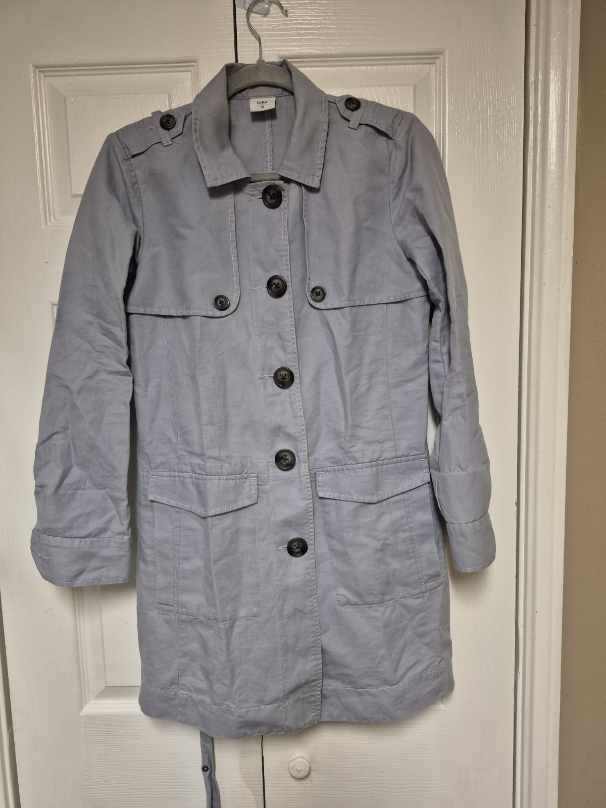 Cabi XS Tanner Trench in Silver Lake Blue - Stunning Designer Coat