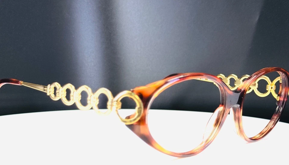 VTG LOOKING GLASS 6102 AMBER Womens Tortoise Gold Oval Eyeglasses FRAMES ONLY - Image 2 of 4