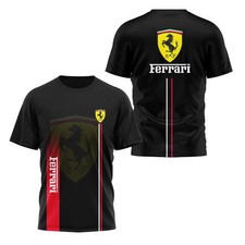 Custom Name - Men's Ferrari Racing Team Black Red White 3D T-Shirt S-5XL