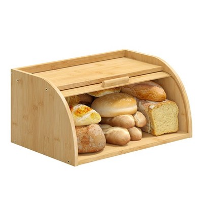 Bread Box for Kitchen Countertop, Small Wood Bread Box, Wooden Corner Bread S...