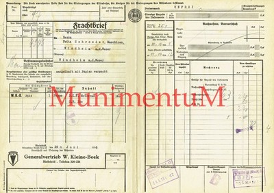 Frachtbrief BIELEFELD von D.K.W. MOTORRAD (!!) Kleine-Beek 1936 WINDHEIM R357