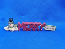 Blossom Bucket Snowman MERRY CHRISTMAS Word Figurine Suzi Skoglund 2013 Winter