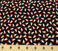 Candy Corn on Black Halloween 100 cotton fabric sold by the yard 2216