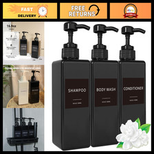 Refillable Shampoo  Conditioner Dispenser Set, Waterproof Labels, 3 Pump Bottle