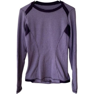 Lululemon Base Runner Long Sleeve Size 8 Mini Check Pique Deep Zinfandel